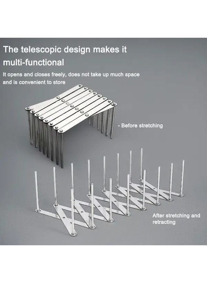 Short Expandable Stainless Steel Kitchen Drying Rack Pot Lid Holder Utensil Organizer - Image 1
